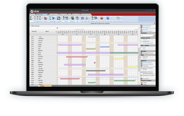 Ordinateur illustrant le logiciel Silae